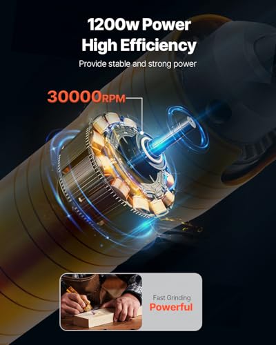 Image of VEVOR Flex Shaft Grinder, 1200W 30,000RPM Electric Flex Shaft Rotary Tool Carver, Multi-functional Hanging Grinding Machine with 31PCS Accessories & Foot Pedal for Carving Buffing Drilling Polishing