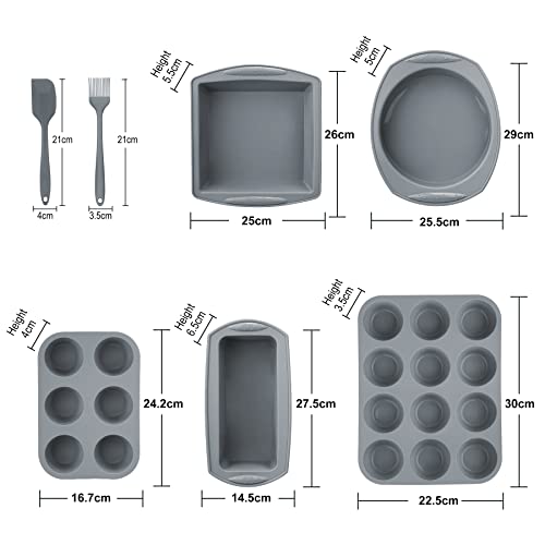 Economical 7In1 Nonstick Silicone Baking Cake Pan Cookie Sheet Molds Tray Set For Oven, Bpa Free Heat Resistant Bakeware Suppliers Tools Kit For Muffin Loaf Bread Pizza Cheesecake Cupcake Pie Utensil #TOP1