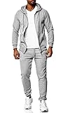 Baxboy Herren Uni Colour Jogging Anzug Trainingsanzug Sportanzug Fitness Sporthose Hose Hoodie H-500, Farbe:501_Grau, Größe:L