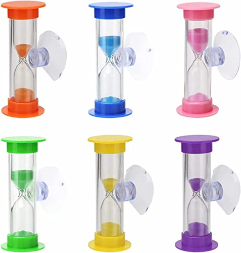 Sanduhr Timer,3 Minuten Kinder Zähneputzen Timer Mit Saugnapf Dekoration Handgemachte Sanduhr Kinder Zähneputzen Timer-6pcs Set