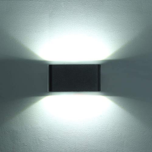 Luz exterior para puerta delantera HLFVLITE aplique de pared negro 6W moderno para terrazas