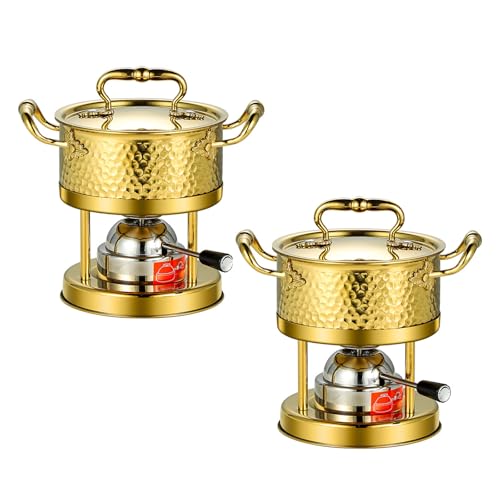 KELUNIS Stufa più Calda Chafing Dish Buffet 2 Pack, Stufa A Fuoco Singolo Stufa Calda Portatile Scaldabagni con Coperchio per Feste Catering Camping,d'oro
