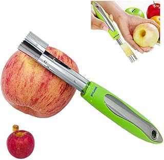 BTFLKNS Easy Grip Apple Corer, 304 Food Grade Stainless Steel Fruit Core Remover Tool, Ergonomic Design Rubber Handle(Green)