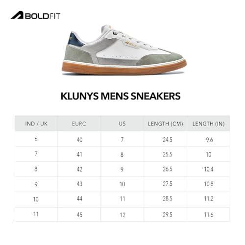 Image of Boldfit Sneakers for Men Casual Stylish Sneakers for Man with Premium PU Leather Upper, Cushioned Insole, Padded Collar, Breathable Lining & TPR Grip Sole Everyday Wear Shoes for Men Klunys