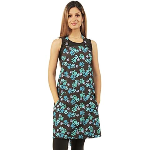 Ladybird Line 607 Blue Paw Print Waterproof Dog Bather’s Pet Grooming Apron for Pet Groomers - (One Size fits most) Cover