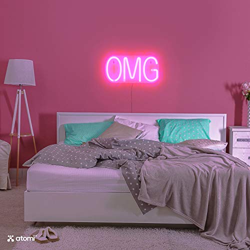 Image of Atomi Smart Neon LED Light I Decorative Wall Art for Bedrooms, Bars & DIY Designs I USB Powered, 10 ft Cord - OMG - Pink