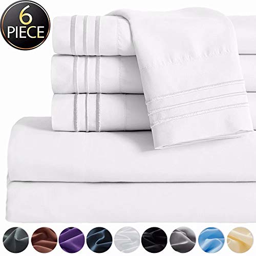 SAKIAO -6PC King Size Bed Sheets Set - Brushed Microfiber 1800 Thread Count