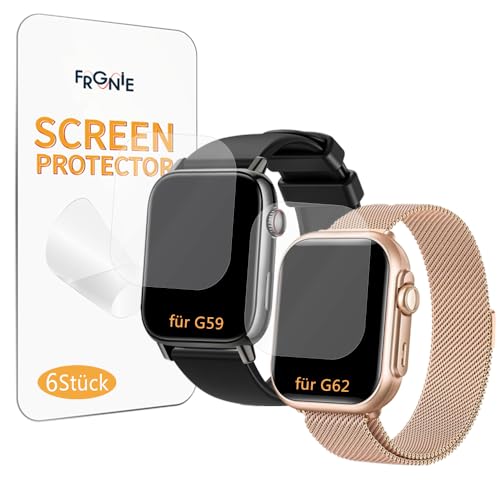 Frgnie Lot de 6 films de protection d'écran compatibles avec les montres connectées BANLVS, NAIXUES 2025, G59 1,83", film de protection d'écran en TPU souple compatible avec SWGOTA, RUXINGX G62