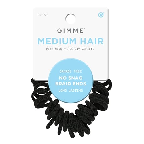 Gimme Beauty No Snag Braid Ends - Seamless Nylon & Spandex Hair Ties for Braids - No-Snag Gentle Hold Design - Zero-Dent, Daily Hair Accessories - 25 Pack, Black