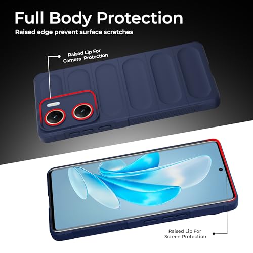 Image of A rtistque Back Cover Case for Vivo V29e 5G | with Inner Fabric | Stylish AirBag Case | Liquid Stripe Silicone | Camera Protection | Anti Slip Grip | Vivo V29e Back Cover - Blue