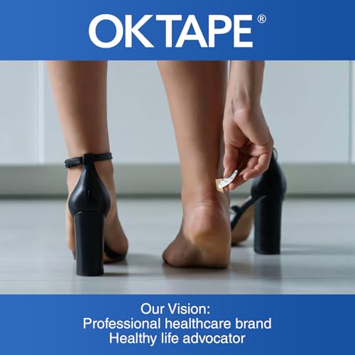Image of OK TAPE Blister Prevention Tape, 100 Pcs, Moleskin for Blisters, No-Residue Blister Bandages for Feet & Body, Heel Patches, 1.2in X 3.5in Precut Strips - Beige