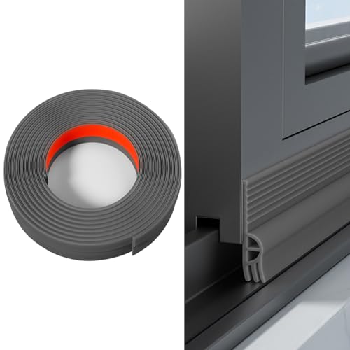 Veki Burlete Ventana Corredera Autoadhesiva, Tira de Sellado para Ventana Antipolvo, Cinta de Sellado de Ventanas Impermeable, Junta de Ventanas TPE para Anti Frío, Aislante, Ruido (Gris, 2m)