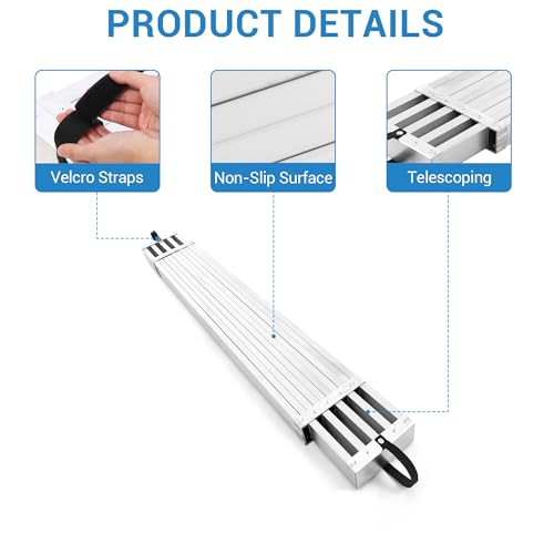 6–9 ft Aluminum Telescoping Plank, 440 Lbs Load Capacity Adjustable Extension Work Platform, 12.5" w x 2.7" h Non-Slip Scaffolding Plank for Ladder, Scaffold, Painting, and Maintenance Projects by MOVECOM - Image 3