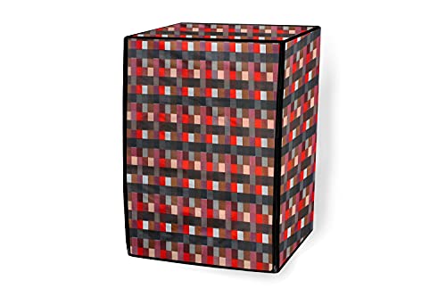 Image of Stylista Washing Machine Cover Compatible for Bosch 10 Kg Fully-Automatic Front Loading WGA254A0IN, Lattice Pattern Red