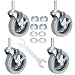 DICASAL 4 Inch American Size Threaded Stem Swivel Caster Wheels Heavy Duty Non Marking TPR Rubber Durable Wheels Castors with Tread 1/2"-13 x 1-1/2" Locking Casters for Furniture and DIY Tools
