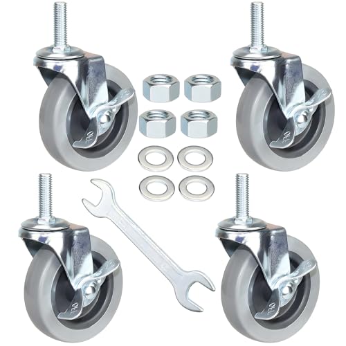 DICASAL 4 Inch American Size Threaded Stem Swivel Caster Wheels