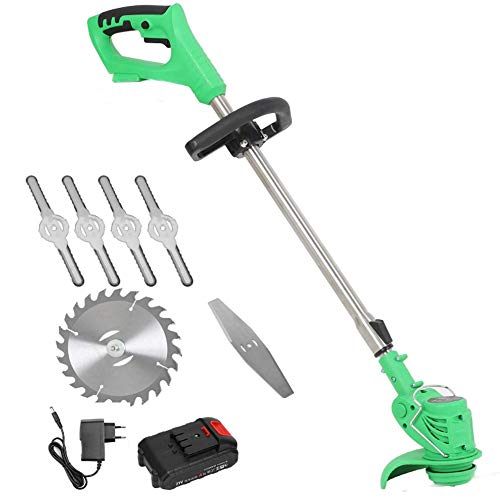 Akku-Rasentrimmer, 21V Elektro Grass kreissäge Kit mit Klingen 90-120cm Teleskopstange Ideal für Staudengarten Gras oder Rasen Anbau