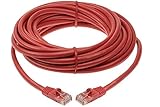 Cable cruzado de red Ethernet Cat 6 sin blindaje (UTP) de 25 pies, color rojo