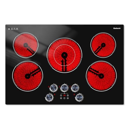 Comparison: What Is The Best 30 Inch Electric Stove 5 30 Inch Electric Cooktop Karienvir, 5 Burner Cooktop 8500W Built-in Electric Stove Top, Anti-slip Knob & Touch Control, Dual-Ring Burner, 30