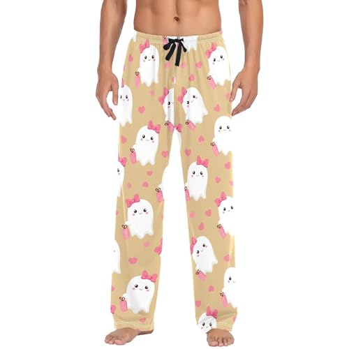 Spirits with Bow Tie Men's Cotton Pajama Pants with Pockets and Drawstring Comfortable and Stylish,S2
