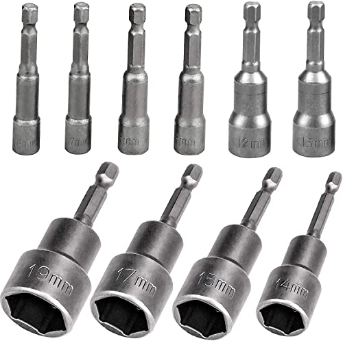 GREEYO 10 Pièces Douille Visseuse Magnétique 6mm -19 mm Adaptateur Douille Visseuse a Choc Hexagonal pour Tournevis à Écrou de pour Perceuse à Main, Clé à Douille