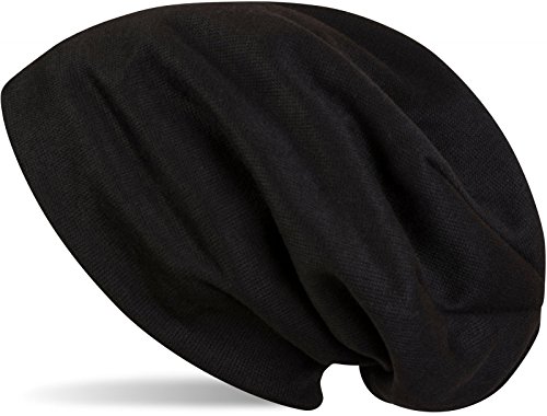 Preisvergleich Produktbild styleBREAKER warme Feinstrick Beanie Mütze mit sehr weichem Fleece Innenfutter, Longbeanie unifarben, Unisex 04024092, Farbe:Schwarz