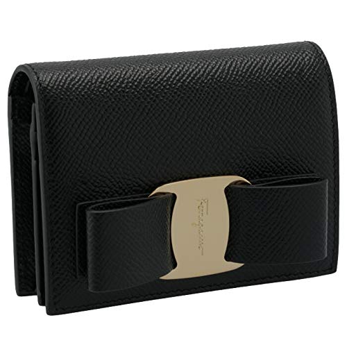 FERRAGAMO フェラガモ Salvatore Ferragamo サルヴァトーレフェラガモ 二つ折り財布 小銭入れ付き ウォレット ヴァラ リボン レディース ブラック 22D515 725300 0725300