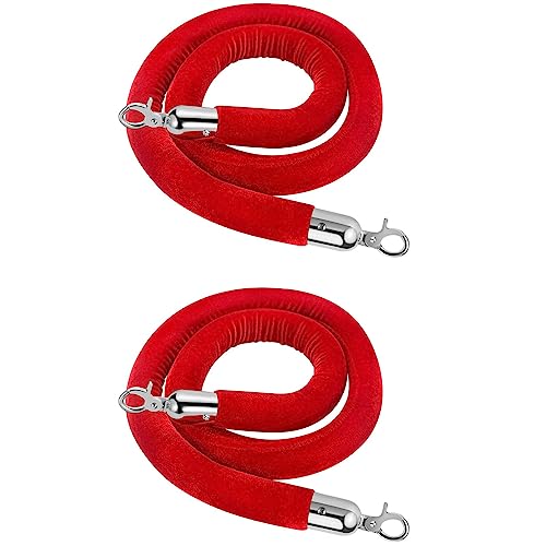 Barrière pour cordes de contrôle des foules avec cordon velours rouge 5 pieds et crochet argenté