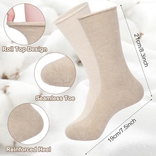 Image of Chalier 5 Pairs Slouchy Socks for Women, Soft Cotton Crew Socks | Breathable Blend, Elastic Cuff, Cute Roll Top, Calf Scrunch Tube, Easy Pull On, Flexible Stretch Motion, Casual Daily Wear
