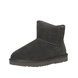 SKUTARI BRAND OF QUALITY GOODS SKUTARI® Classic Boots, Wildlederstiefel mit kuscheligem Kunstfell, gemütliche Damen-Stiefel aus Leder, handgefertigt in Italien, Winterschuhe, Schlupfstiefel, Stiefeletten warm gefüttert(36 EU, Grau)