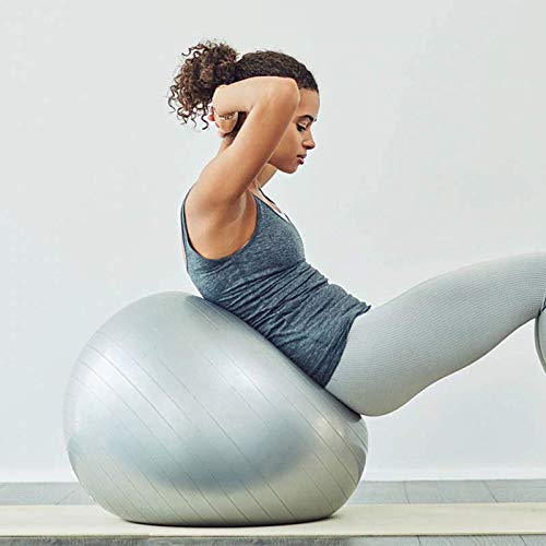 NIRVA WITH DEVICE OF WOMEN PICTURE Fitness Exercise Gym Ball Without Foot Pump/Yoga Ball for Home, Office, Gym (Grey) 4