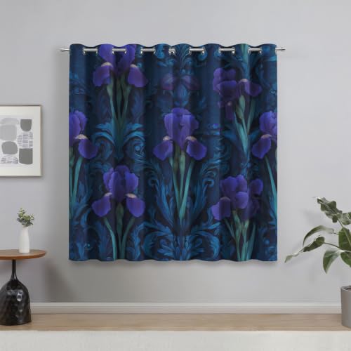 Rideau occultant de qualité supérieure motif iris violet finitions oeillets soignées - 7