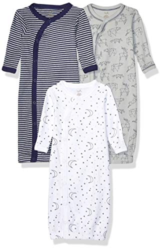 Touched by Nature unisex baby Organic Cotton Kimono Nightgown, Constellation, Preemie US