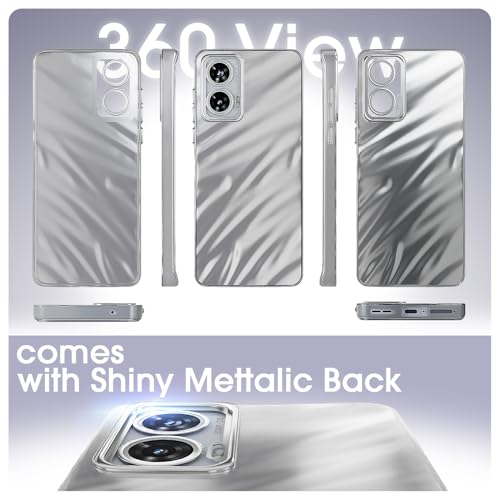 Image of Amazon Basics Back Cover for Motorola Moto Edge 50 Fusion 5G / Motorola Moto G96 5G | Pearl-Marble Swirl Design | Slim Shockproof TPU | Camera Protection Bumper Case (Silver)