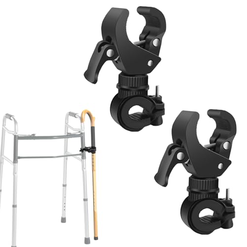 LODMOD Lot de 2 supports de canne universels pour déambulateur, déambulateur, fauteuil roulant – Accessoires universels pour béquilles, 3,3 cm max