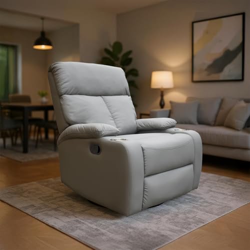 La Mejor Lista de Reposet Reclinable - solo los mejores. 45 Blue Room Sillón Reclinable para Adultos Giratorio con Mecedora, Reposet Tactopiel, Sistema Manual Loretto Tactopiel (Gris)