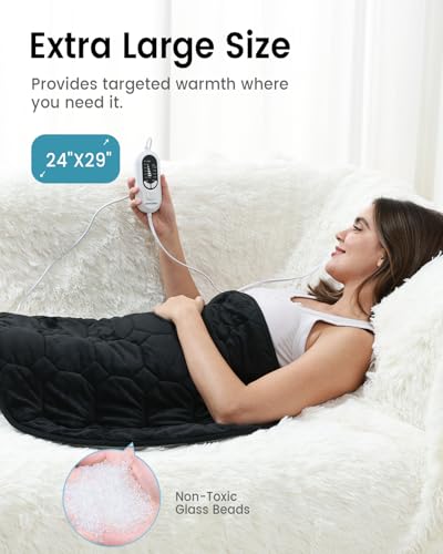 immtree Weighted Heating Pad for Deeper Pain Relief, 7lbs XXXL Size(29x24) with Fast Heat Technology, Heated Blankets for Adults, Relief for Back and Shoulder and Knee