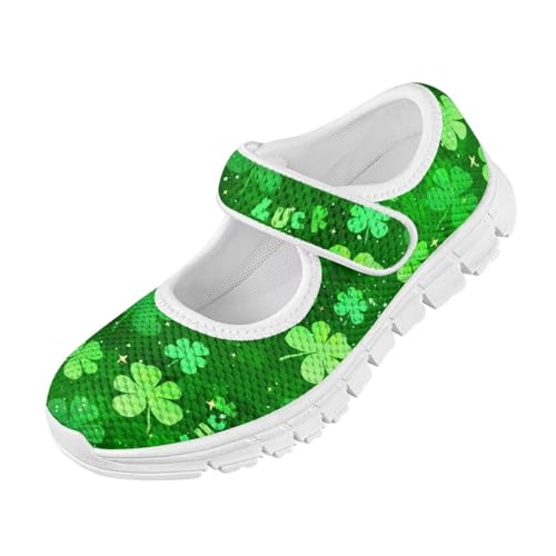Binienty Fashion Mary Jane Sneakers for Girls Anti-Slip Holiday Christmas Easter Mesh Flat Sneaker School Shoes