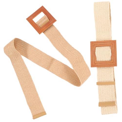 2Pcs Women Adjustable Woven Waist Belts Versatile Fashionable Belts for Dresses and Pants Rustic Style for Ladies