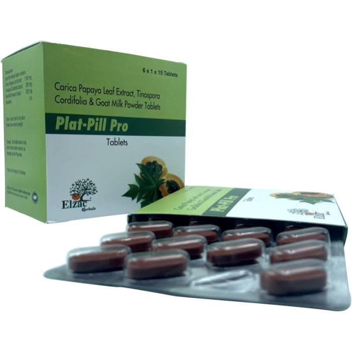Plat Pill Pro 6×1×15 Tablets | Ayurvedic Platelet Booster for Dengue, Viral Fever & Immunity | Enriched with Papaya Leaf & Giloy | Natural Support for Low Platelet Count | Herbal Immunity Support Supplement