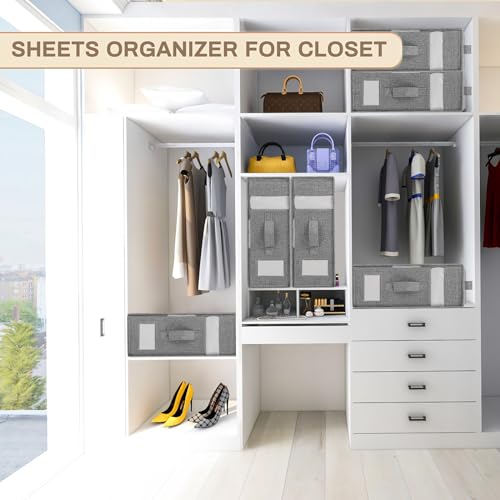 Bed Sheet Organizers and Storage Set for Bedding and Linen Closet