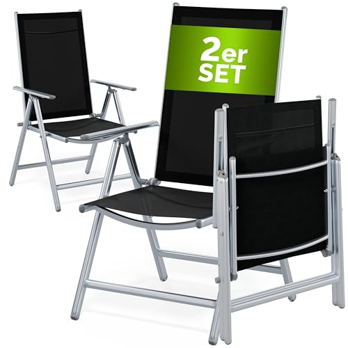 Casaria® Gartenstühle 2er Set Hochlehner Klappbar 8-Fach Verstellbar Camping Stuhl Aluminium Wetterfest Klappstuhl 120kg Belastbarkeit Garten Balkon