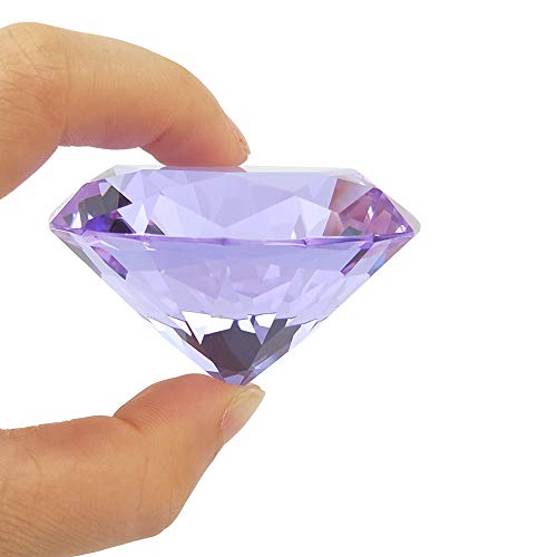Image of Crystal Glass Diamond Shaped Decoration 60mm Jewel Paperweight,Gift Decoration Idea for Christmas, Thanksgiving and Birthday (Purple)