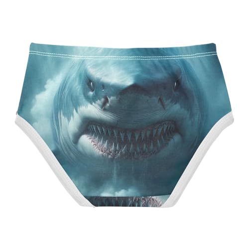 Giant Shark Monster Sea Toddler Girls Underwear, Girls' Cotton Brief Underwear, 2T–8 Years2