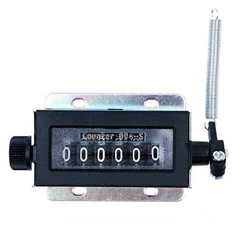 Tiardey Contador mecánico,Contador mecánico de 6 dígitos,restablecimiento Manual,Contador de Carrera Manual para Prensa e Imprenta