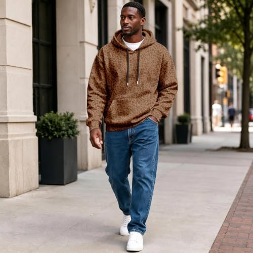 Fleece Hoodie Men Oversized Leopard Print Hoodie Big and Tall Y2k Hoodies - image 3