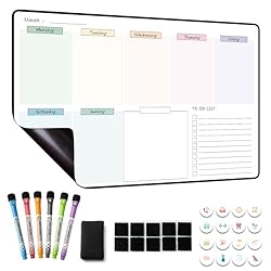 MCCORL Magnetic Weekly Planner Whiteboard for Fridge Calendar