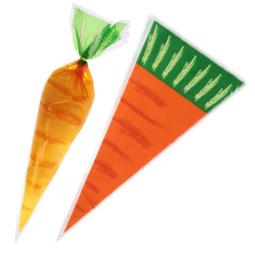 Gatuida 50pcs Carrot-shaped Candy Bags Ties Creative Popcorn Packaging for Parties and Treats for Snacks Baked Goods and Vibrant Design