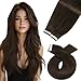 Moresoo 18 Inch Tape in Extensions Remy Hair Seamless Skin Weft 100 Grams #4 Brown Tape on Hair Extensions Straight Hair Extensions Thick 40 PCS Tape Hair Extensions