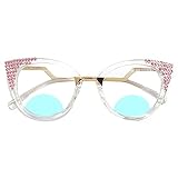 willochra Diamond Cat Eye Bifocal Reading Glasses Women Rhinestone Eyewear Frames Anti Blue Light Trendy Reader UV400 (white, 3.25, multiplier_x)